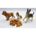 Four Royal Doulton Dog figures, Alsatian,