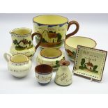 Watcombe Torquay and Dartmouth Cornish pottery to include large mug, milk jug,