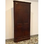 18th century fruit wood double floor standing corner cupboard,