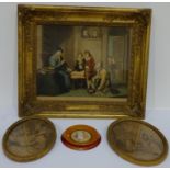 19th Century coloured engraving "The Truants" in gilt frame, 33cms x 43xms,