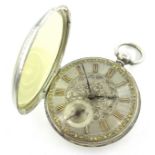 Victorian silver fusee movement pocket watch with subsidiary dial, case by H Samuel Ltd,