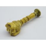 Early 20th century carved ivory pipe tamper/desk seal,