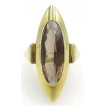 14ct gold oval smoky quartz ring,