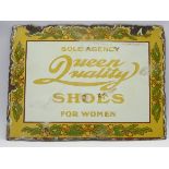 Enamel sign inscribed 'Queen Quality Shoes for Women Sold Agency' 35cm x 48cm Condition