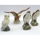 Four Beswick decanters; Bald Eagle two Ospreys,