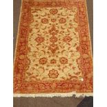 Persian Ziegler style pattern rug/wall hanging, floral design on a beige field and bordered,