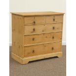 Late 19th century waxed pine chest, two short and three long drawers, W102cm, H96cm,