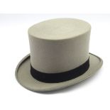 Harrods grey top hat with box Condition Report & Further Details <a href='//www.