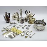 Quantity of assorted silver plated ware including teapots, coffee pot,