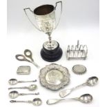 Silver trophy cup 'East Africa Kennel Club 1925 for Best Cocker Spaniel 1925', teaspoons,