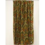 Pair of Sanderson 'Cascacs' fabric curtains decorated with flowers and urns,