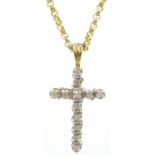 Diamond cross pendant necklace hallmarked 9ct Condition Report & Further Details