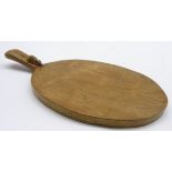 Thompson of Kilburn Mouseman oak oval cheeseboard with carved mouse signature,