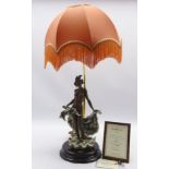 Giuseppe Armani limited edition figural table lamp with fringed shade & ceritifcate,