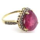 Pink topaz and diamond gold cluster ring hallmarked 9ct Condition Report & Further