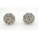 Pair of white gold diamond cluster stud ear-rings, stamped 750,