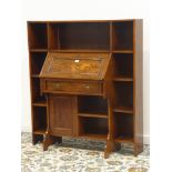 Early 20th century oak secretaire bureau bookcase, centre fall front with fitted interior,