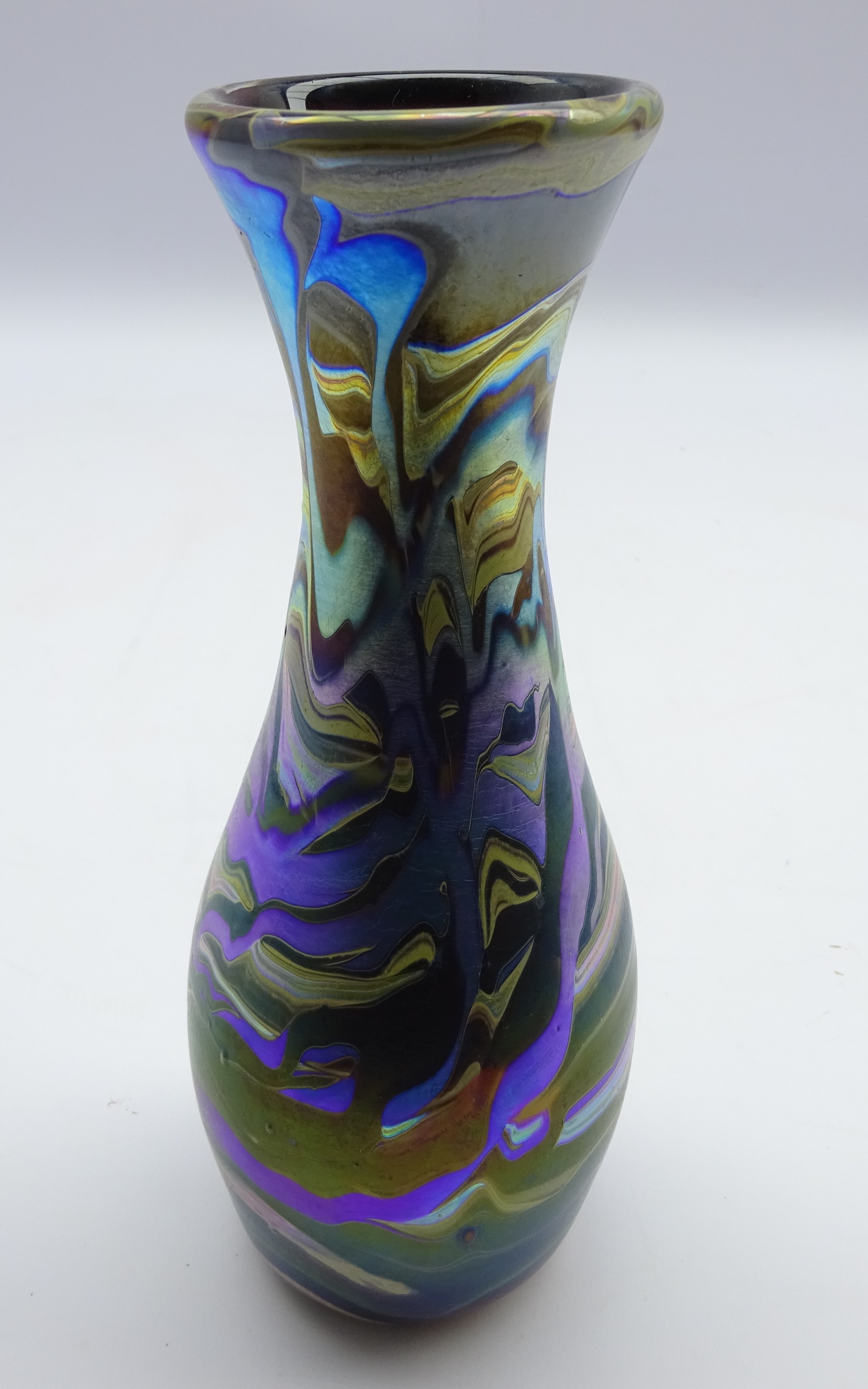 Richard Golding for Okra iridescent swirled glass vase, no.