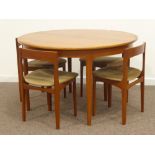 Nathan Teak - circular extending dining table with foldout leaf (D122cm - 168cm, H74cm),