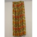 Pair of Sanderson floral design fabric curtains, pleated with thermal lining, W216cm,