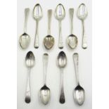 Five George III silver teaspoons by William Eley, William Fearn & William Chawner,