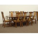 Ercol golden dawn finish elm dining table with three additional leaves (101cm x 162cm - 255cm (with