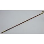 Chinese opium pipe with hardwood stem and character mark to bowl L81cm Condition Report &