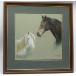 Susan Maud pastel drawing of two horses signed and dated 2000,