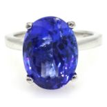 Platinum single stone oval tanzanite ring stamped PT950 approx 5 carat Condition Report