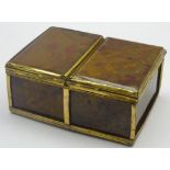 Double division moss agate casket with gilt metal mounts and hinged covers W8cm Condition