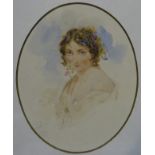Fisher of Pebble Coombe (19th century): Bust portrait of a Girl with Flowers in her Hair,