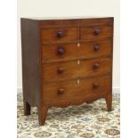 Early 19th century mahogany chest, two short and three long drawers, bracket feet, W97cm, H114cm,