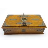 Victorian oak and brass bound smokers box,