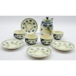 Moorcroft Macintyre part tea set decorated with the blue poppy pattern comprising four tea cups and