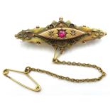 Victorian gold diamond and pink stone brooch stamped 9ct Condition Report & Further