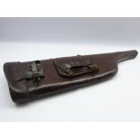 Victorian leg of mutton leather gun case inscribed with initials G.S.