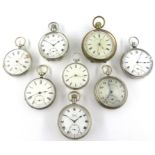 Five silver pocket watches, including Limit and H.