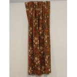 Two pairs of Morris & Co, Sanderson 'Golden Lily' fabric curtains, pleated with thermal lining,