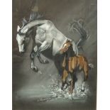 L J Kingston Muir: Study of two horses,