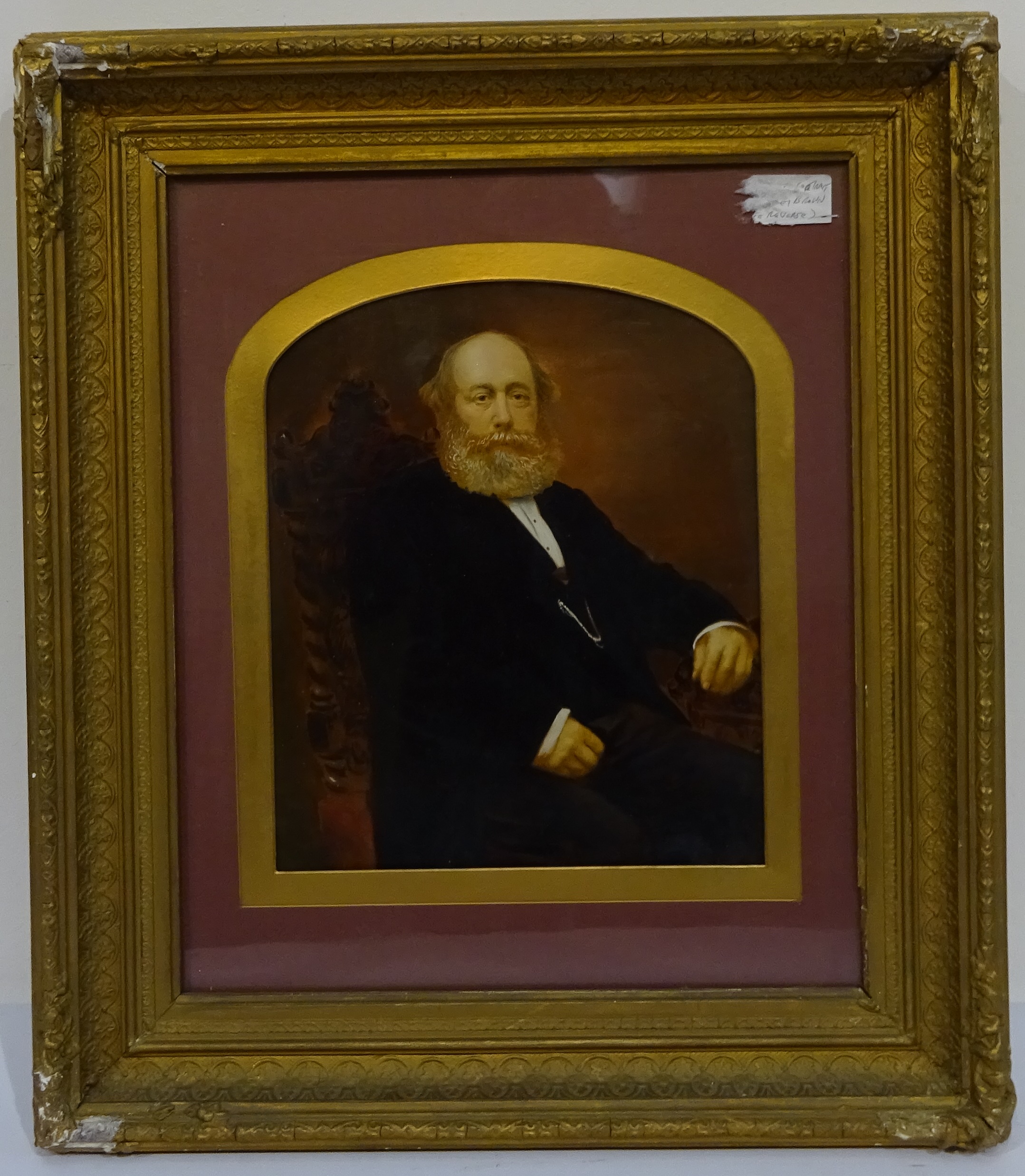 English School (Late 19th century): 'Spenceley Brown', oil overpainted photographic portrait, - Image 2 of 2