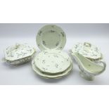 Pair 18th century Oude Loosdrecht (Joannes de Mol) dinner plates & three matching dessert plates,