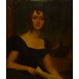 After Henry Pierce Bone (British 1779-1855): Half length portrait of a Lady,