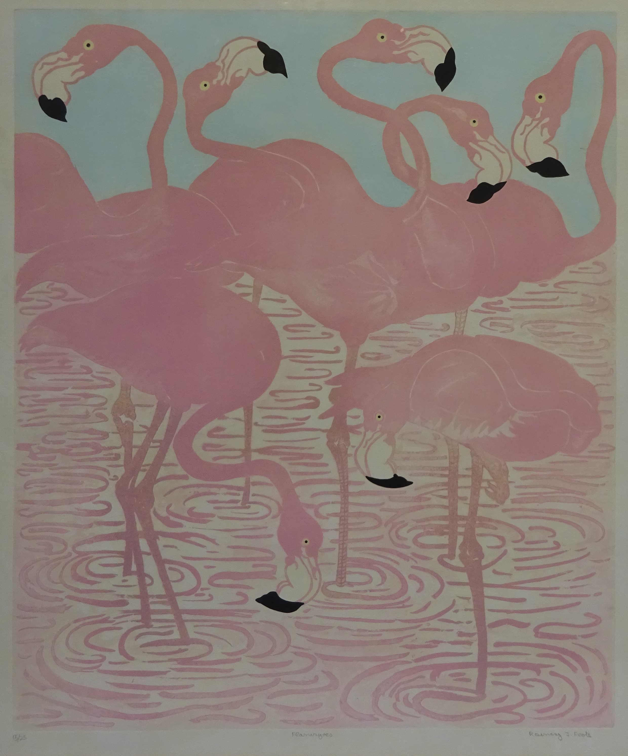 Rosemary J Foote (20th century): 'Flamingoes',