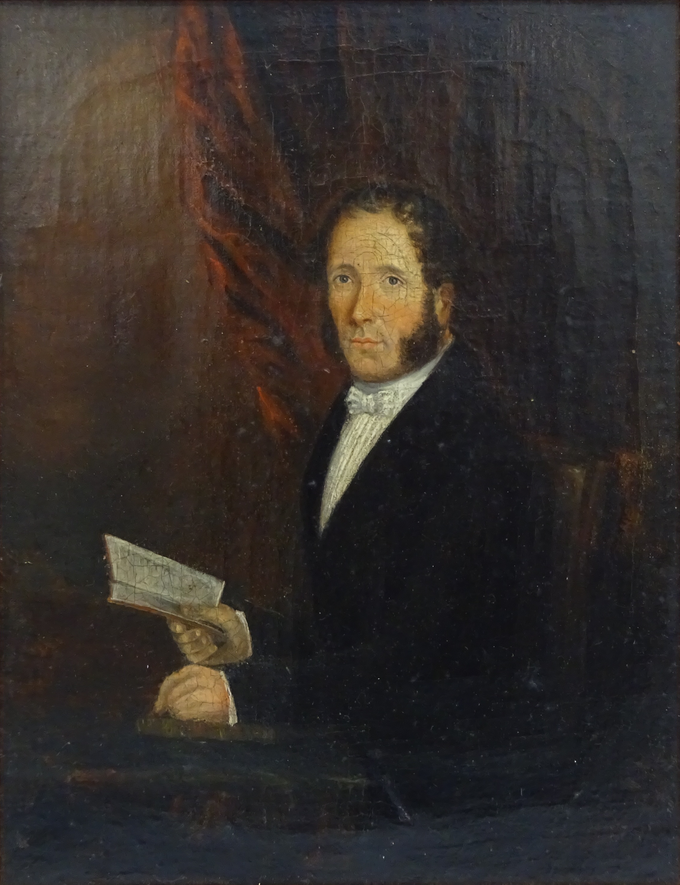 English School (19th Century): Portrait of a Seated Gentleman Holding a Book,