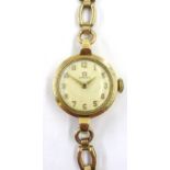 Omega 9ct gold wristwatch on gold bracelet hallmarked approx 13.