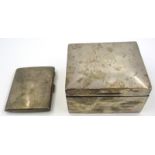 Silver cigarette box with presentation inscription,