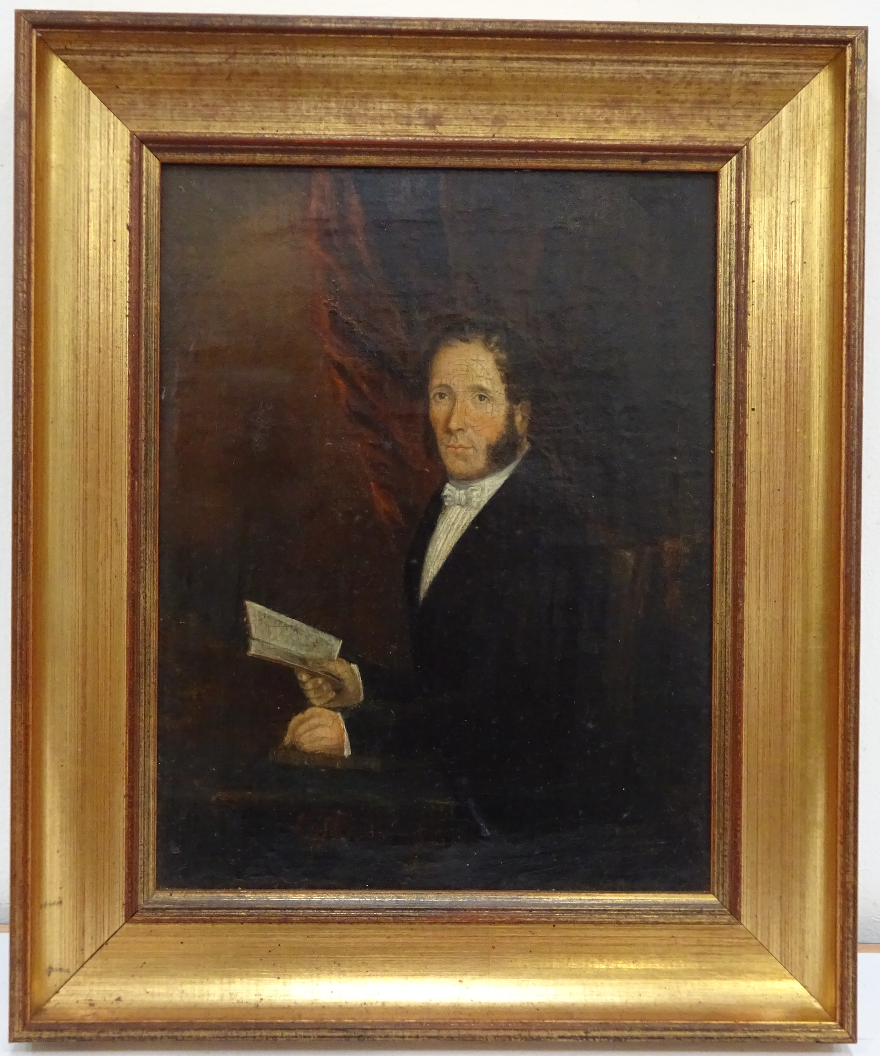 English School (19th Century): Portrait of a Seated Gentleman Holding a Book, - Image 2 of 2