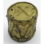 Needle case in the form of a military drum by W Avery No 616 and with registration mark for 1876