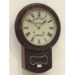 Late 19th century rosewood scumbled drop dial wall clock,