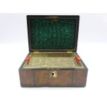 Victorian walnut sewing box with parquetry banding and lift out tray W27cm Condition